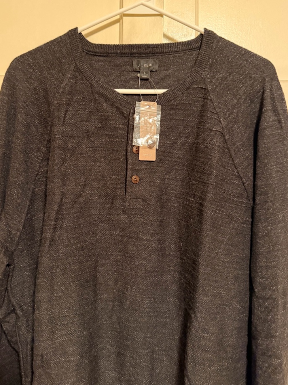 J. Crew Men's Heather Charcoal Long-Sleeve Henley